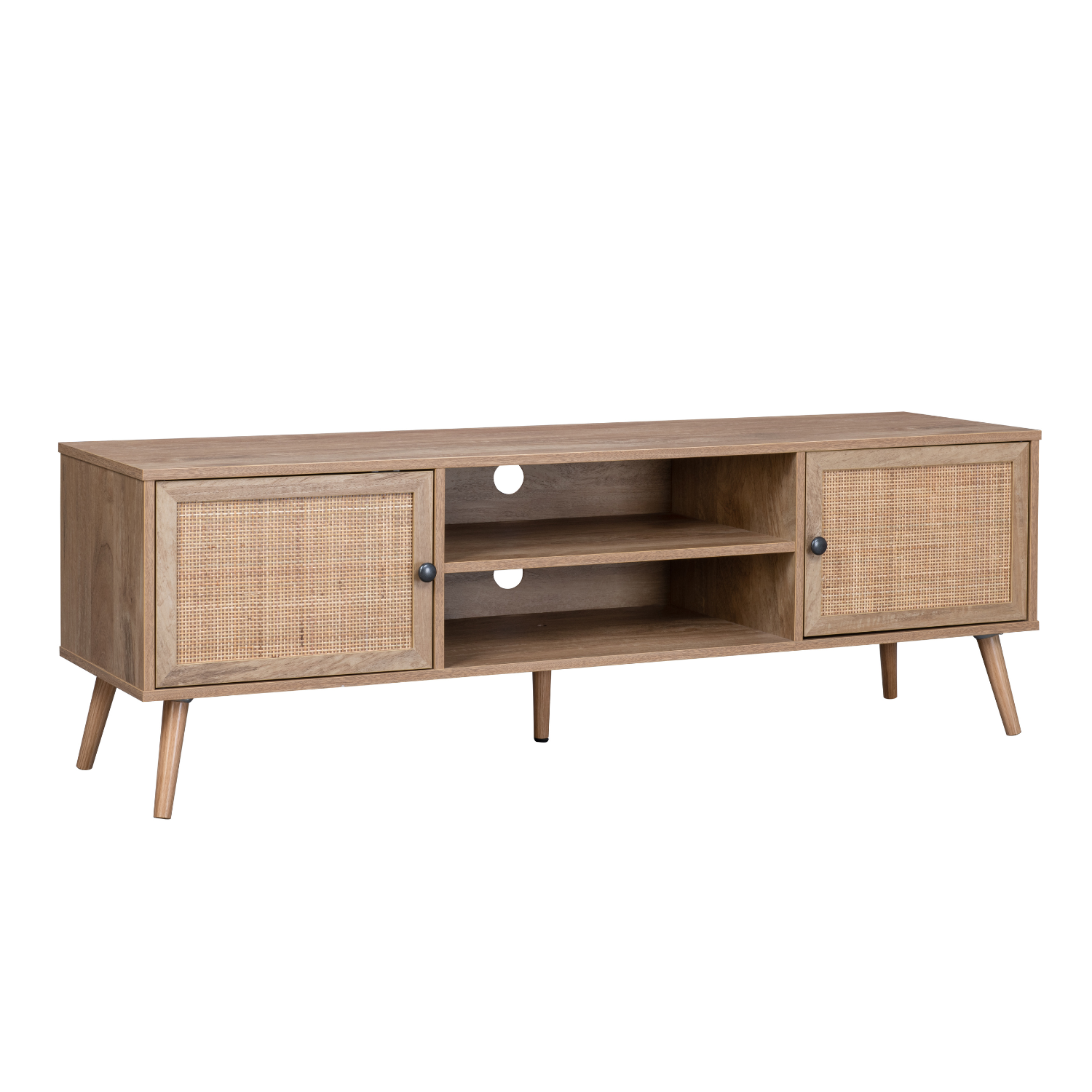 Foto 3 pulgar | Mueble De TV Top Living Vigan con Estantes Y Puertas De Ratán Natural