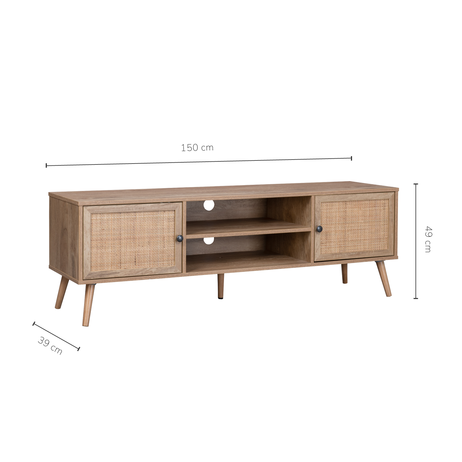Foto 4 pulgar | Mueble De TV Top Living Vigan con Estantes Y Puertas De Ratán Natural