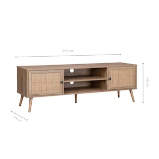 Foto 3 | Mueble De TV Top Living Vigan con Estantes Y Puertas De Ratán Natural