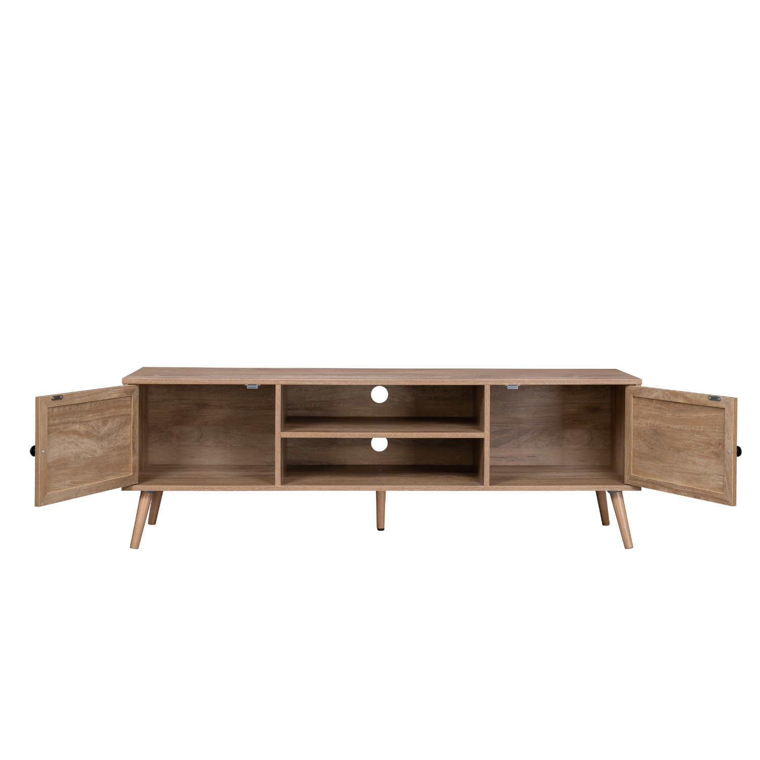 Foto 6 pulgar | Mueble De TV Top Living Vigan con Estantes Y Puertas De Ratán Natural