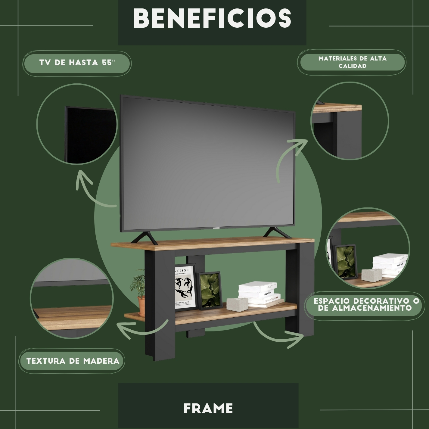 Foto 6 pulgar | Mueble De Tv Frame, Moru, Latte