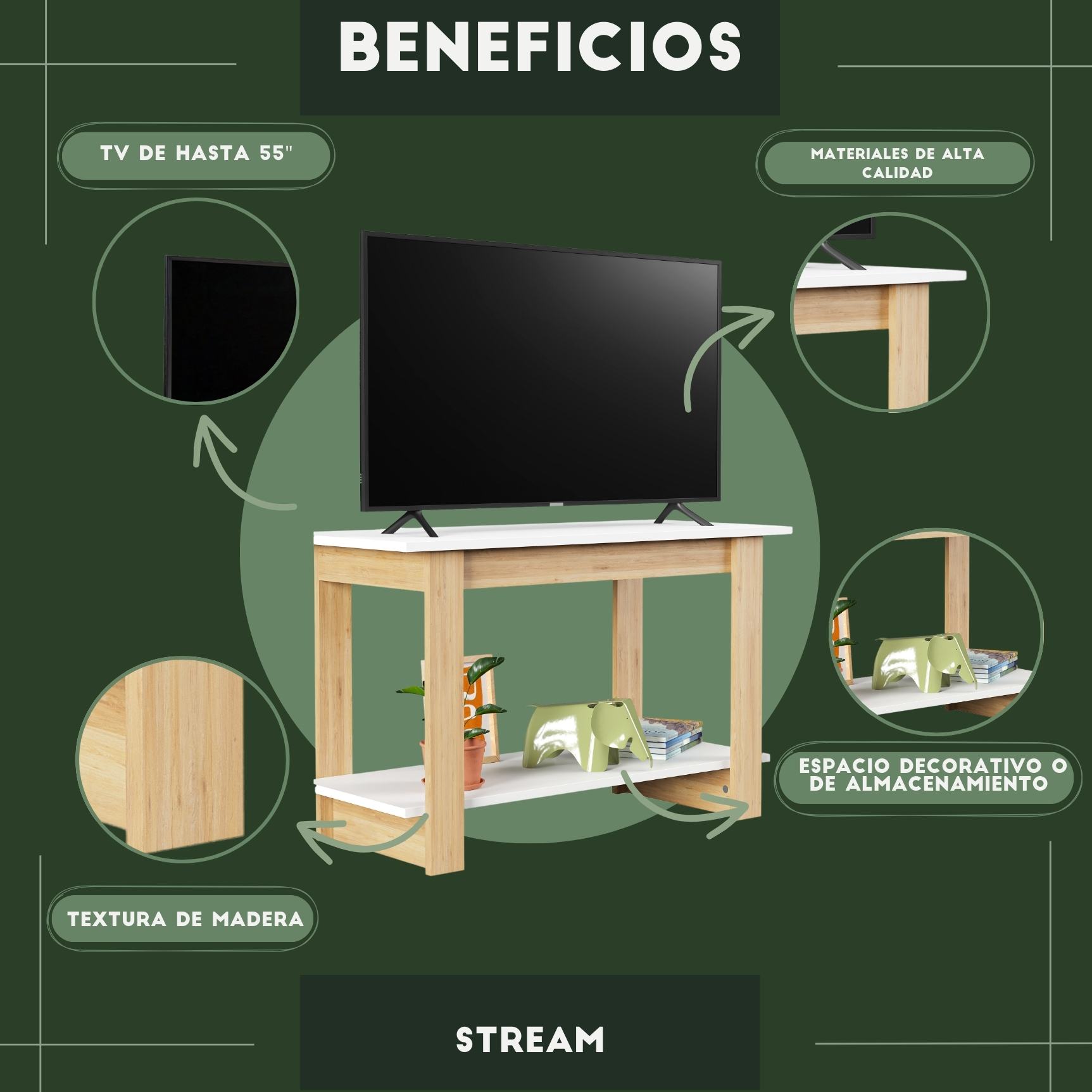 Foto 6 pulgar | Mueble De Tv Stream, Moru, Blanco