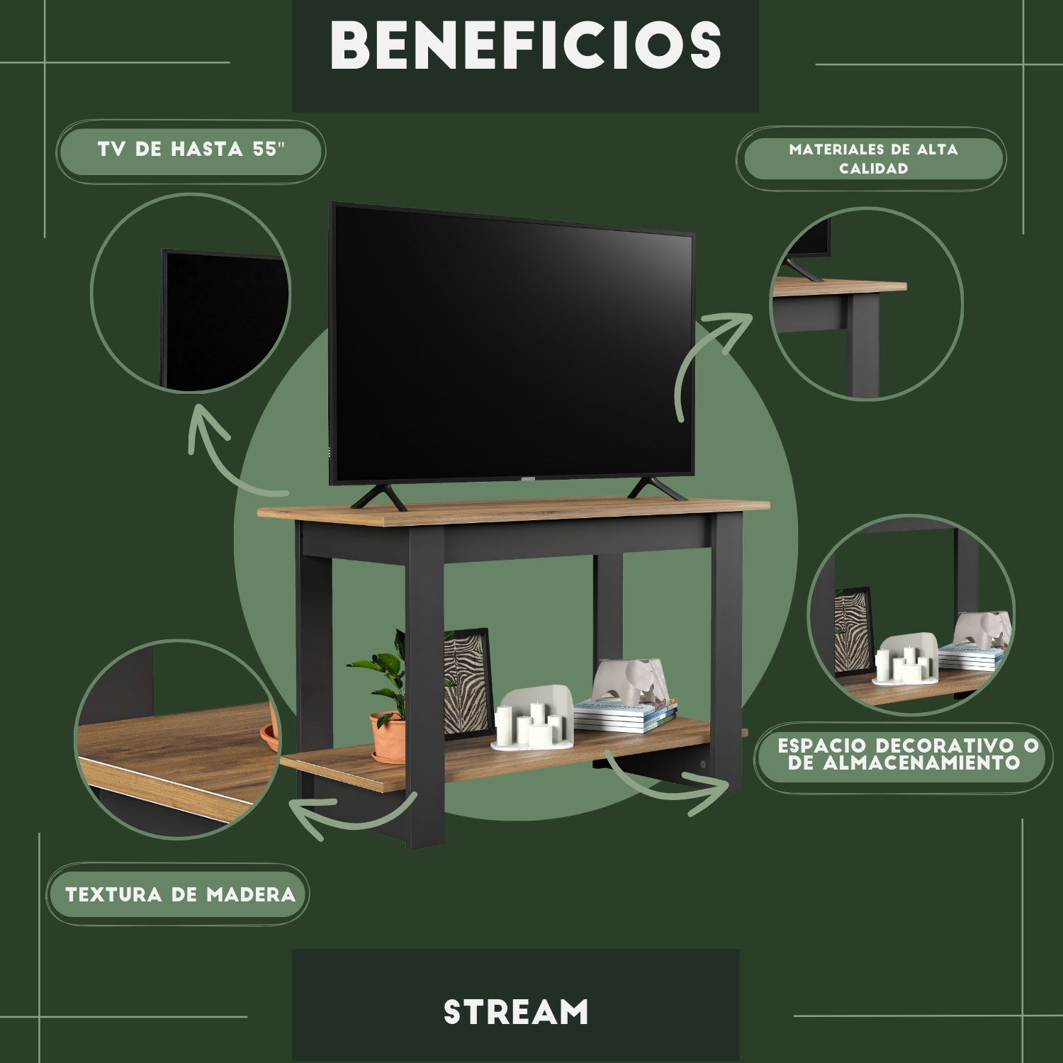 Foto 6 pulgar | Mueble De Tv Stream, Moru, Latte