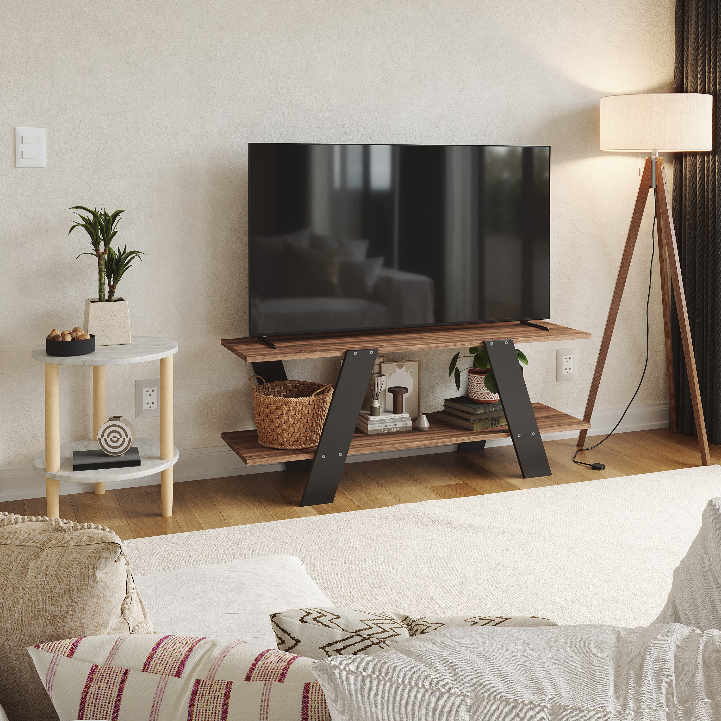 Foto 5 pulgar | Mueble De Tv Rack, Moru, Latte