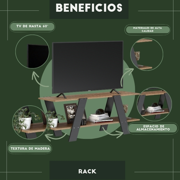 Foto 6 pulgar | Mueble De Tv Rack, Moru, Latte