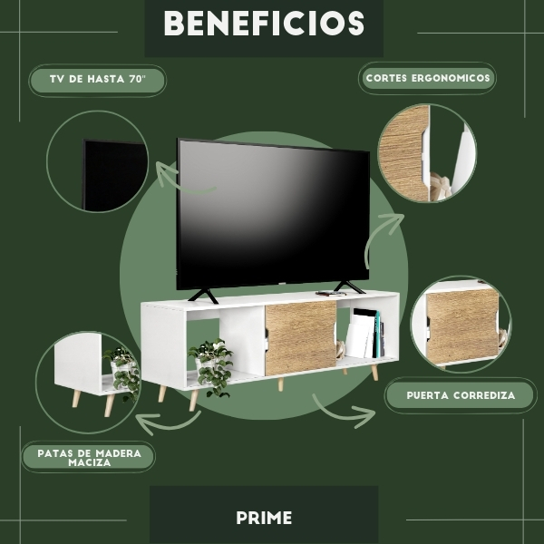 Foto 6 pulgar | Mueble De Tv Prime, Moru, Blanco