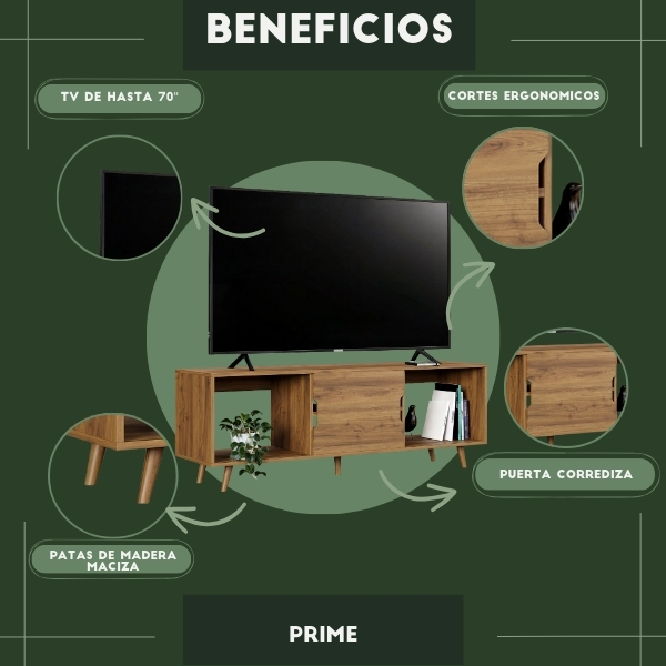 Foto 7 pulgar | Mueble De Tv Prime, Moru, Latte