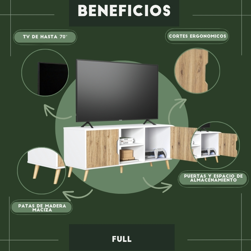 Foto 5 | Mueble De Tv Full, Moru, Blanco