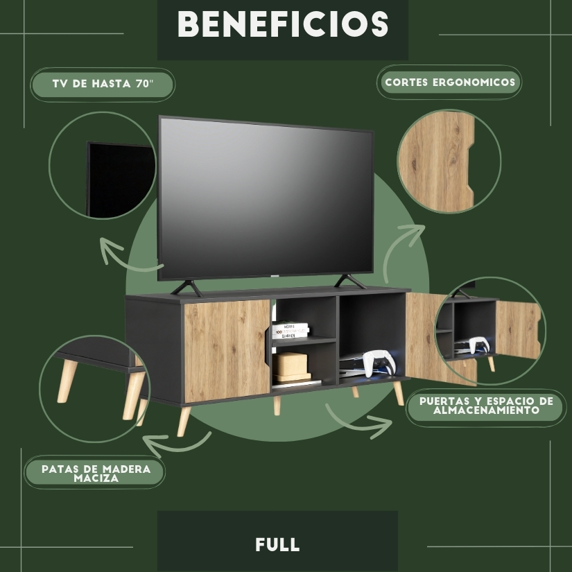 Foto 5 | Mueble De Tv Full, Moru, Negro