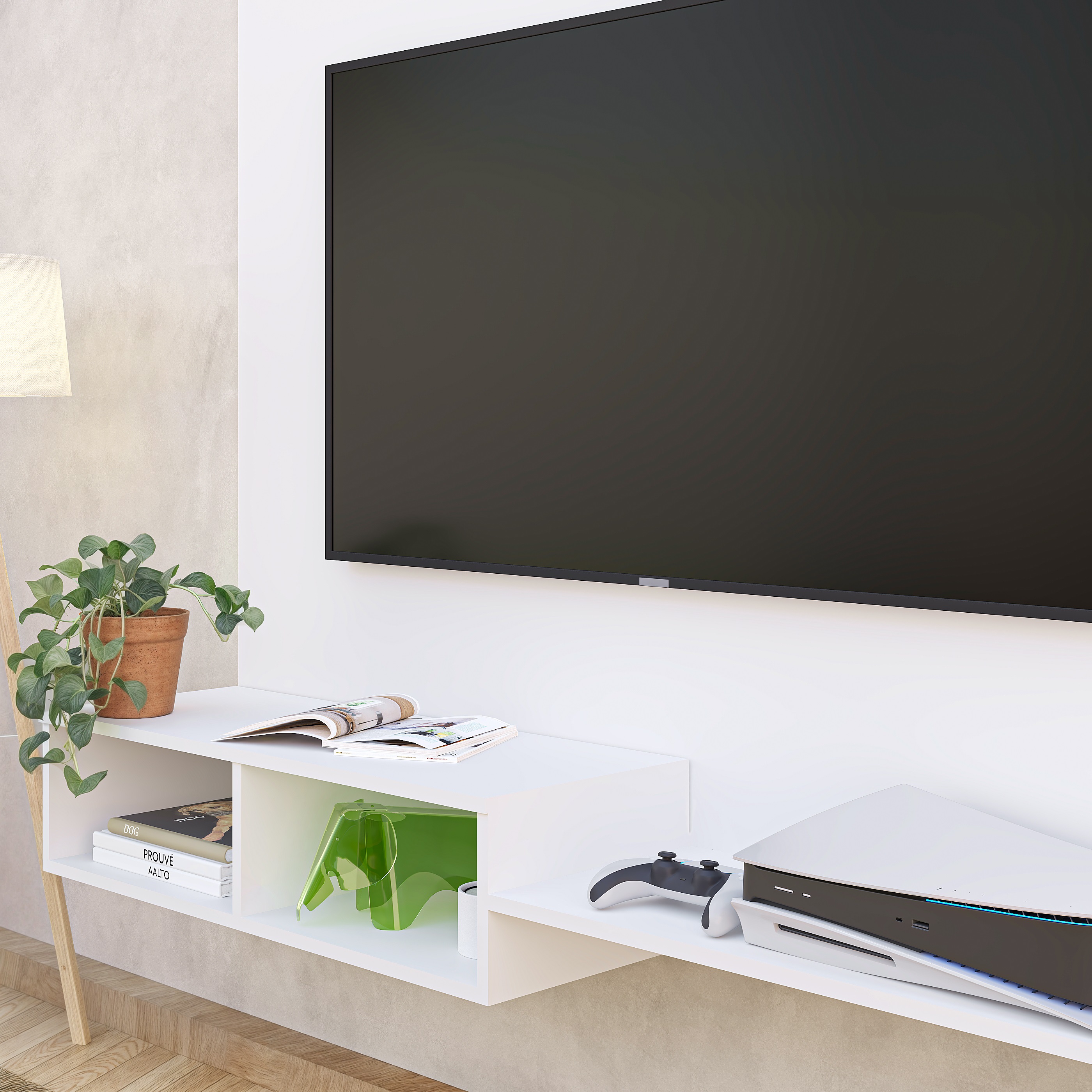 Foto 4 pulgar | Mueble De Tv Panel Panorama, Moru, Blanco