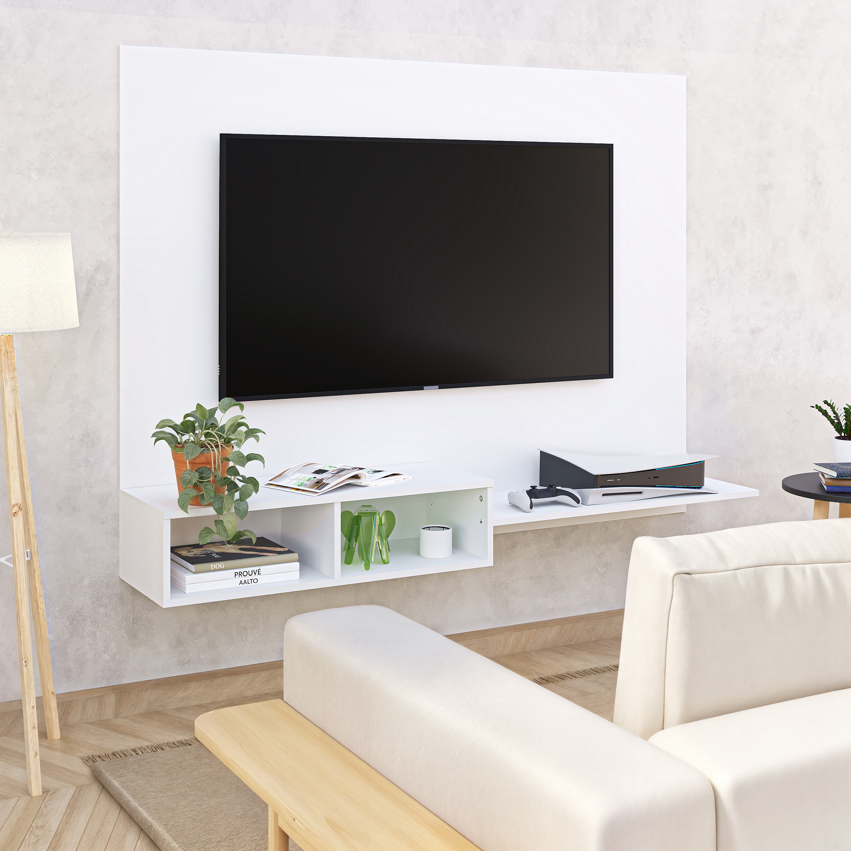 Foto 5 pulgar | Mueble De Tv Panel Panorama, Moru, Blanco