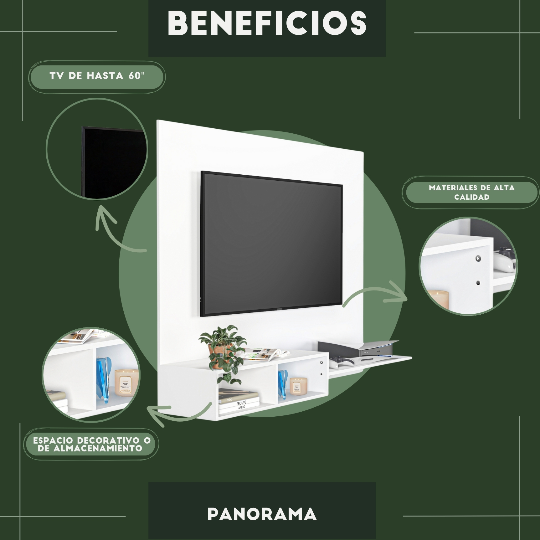 Foto 7 pulgar | Mueble De Tv Panel Panorama, Moru, Blanco