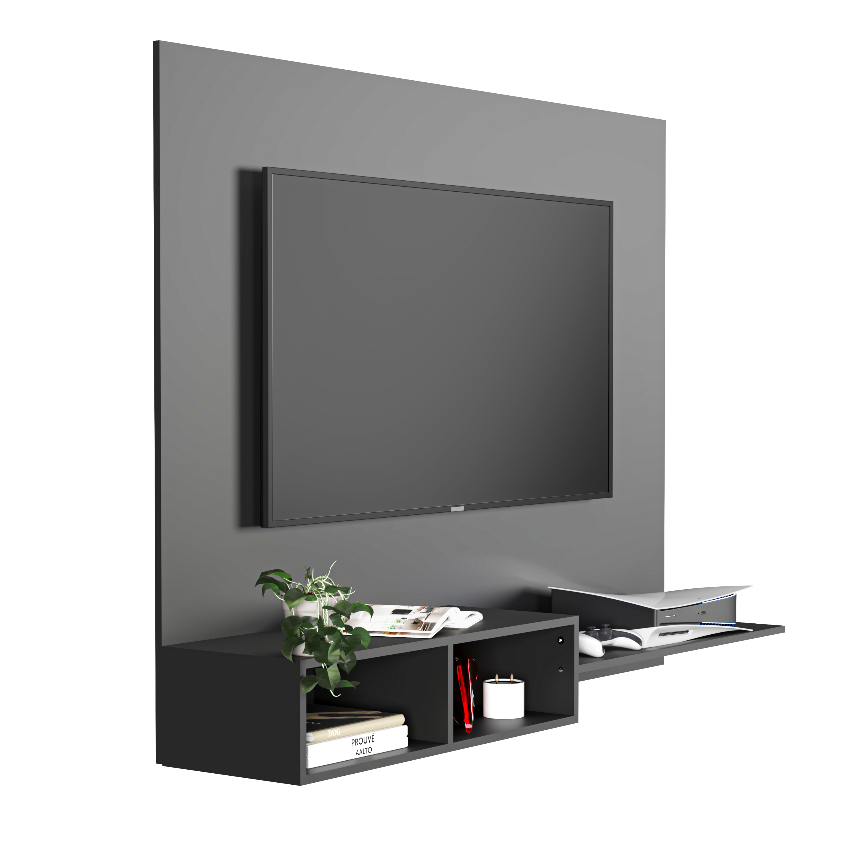 Foto 2 pulgar | Mueble De Tv Panel Panorama, Moru, Negro