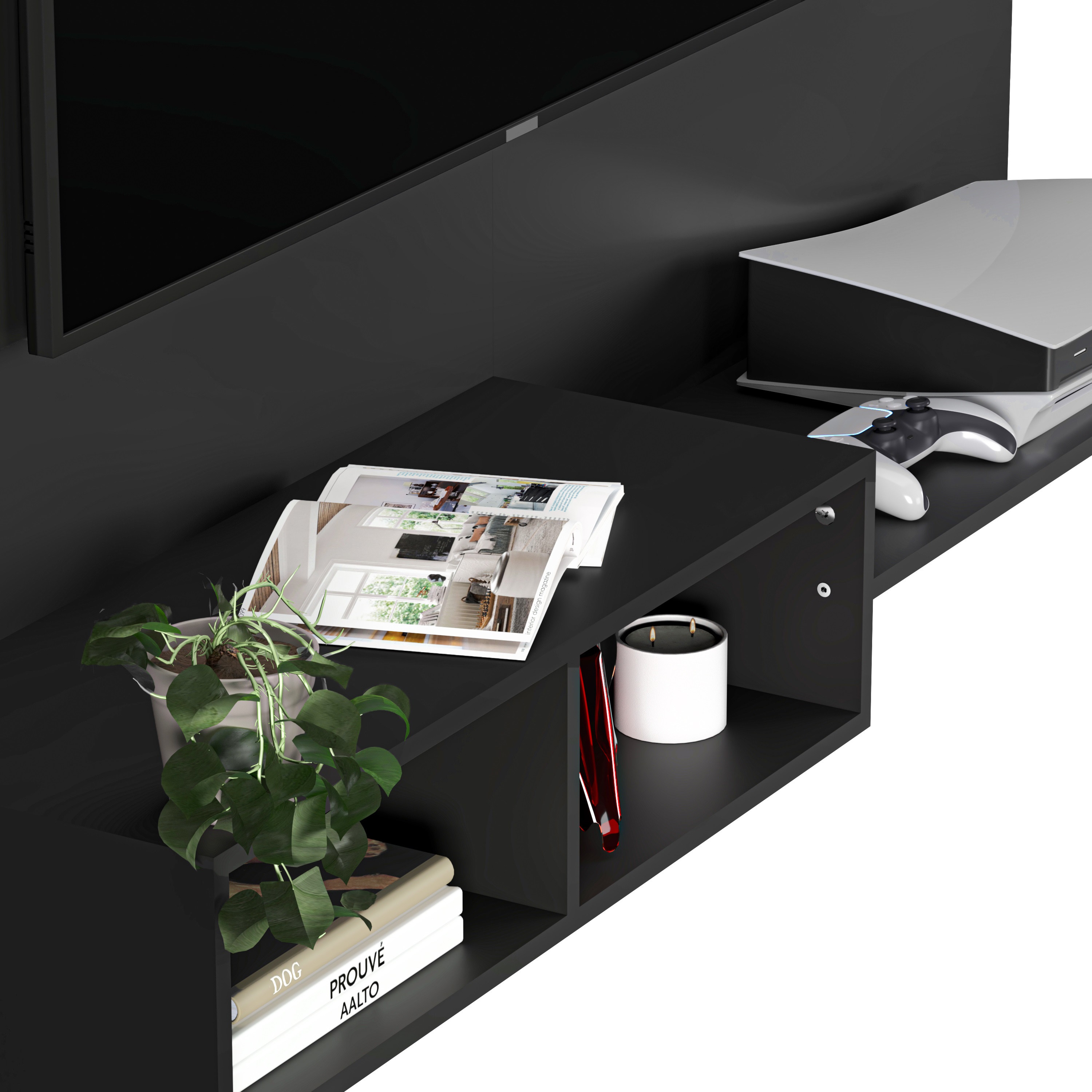 Foto 4 pulgar | Mueble De Tv Panel Panorama, Moru, Negro