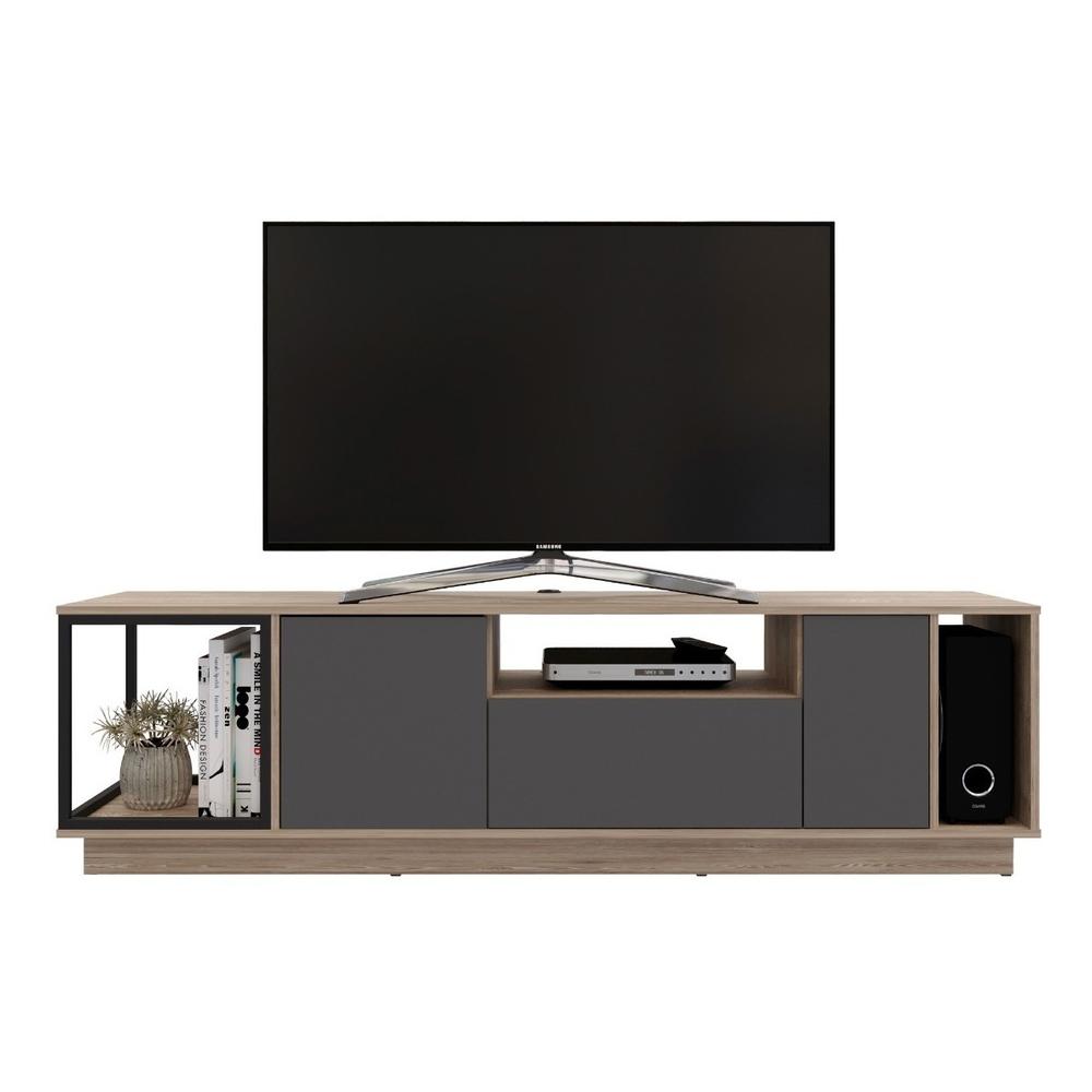 Mesa Tv Cubo Maderkit Color Rovere/plomo