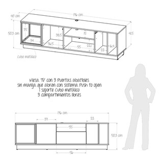 Foto 3 | Mesa Tv Cubo Maderkit Color Rovere/plomo