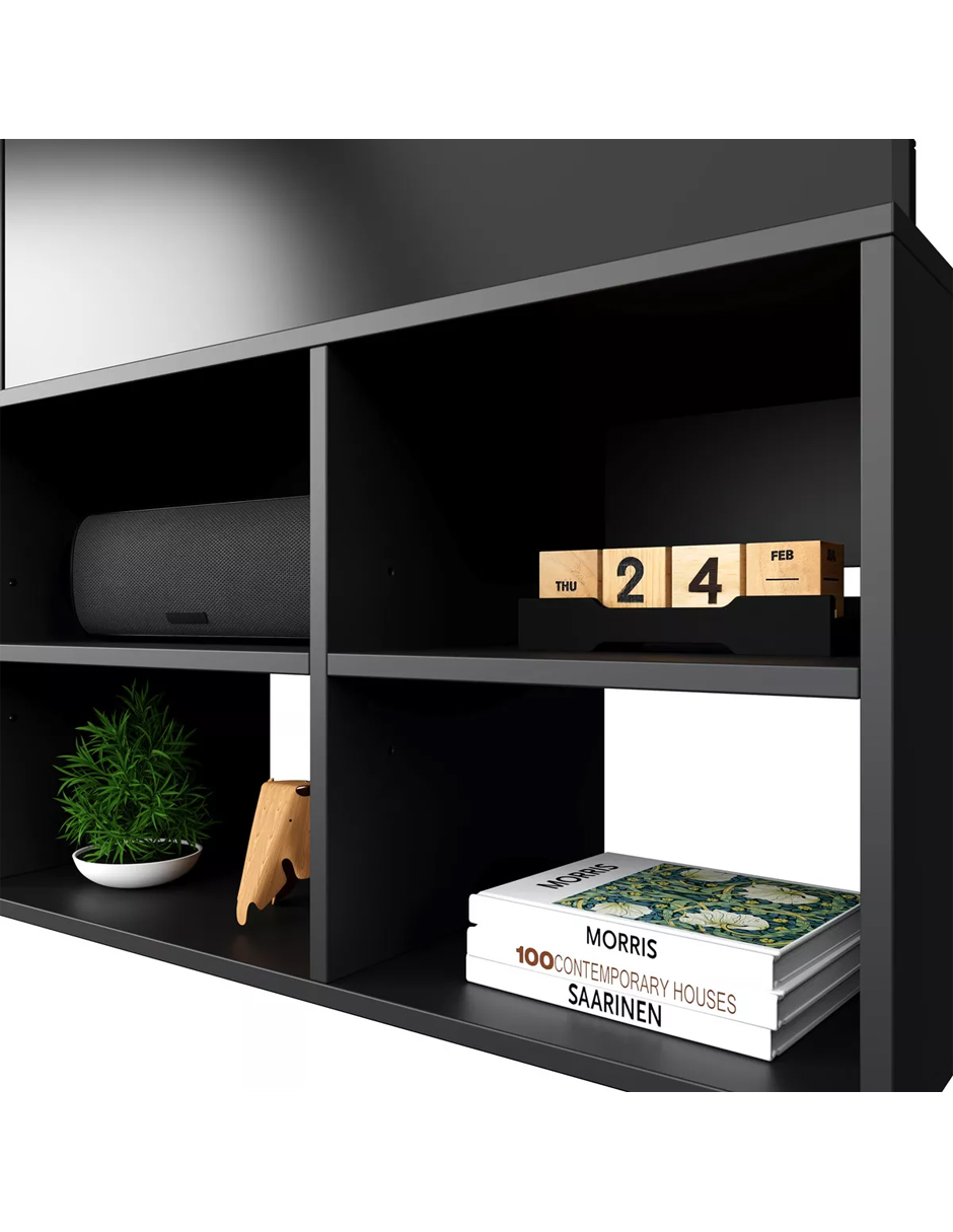 Foto 3 | Gabinete Mueble De Tv 60 pulgadas Minimalista Piso Color Negro