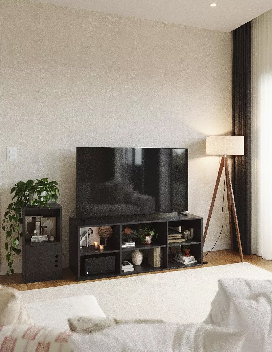 Foto 5 | Gabinete Mueble De Tv 60 pulgadas Minimalista Piso Color Negro