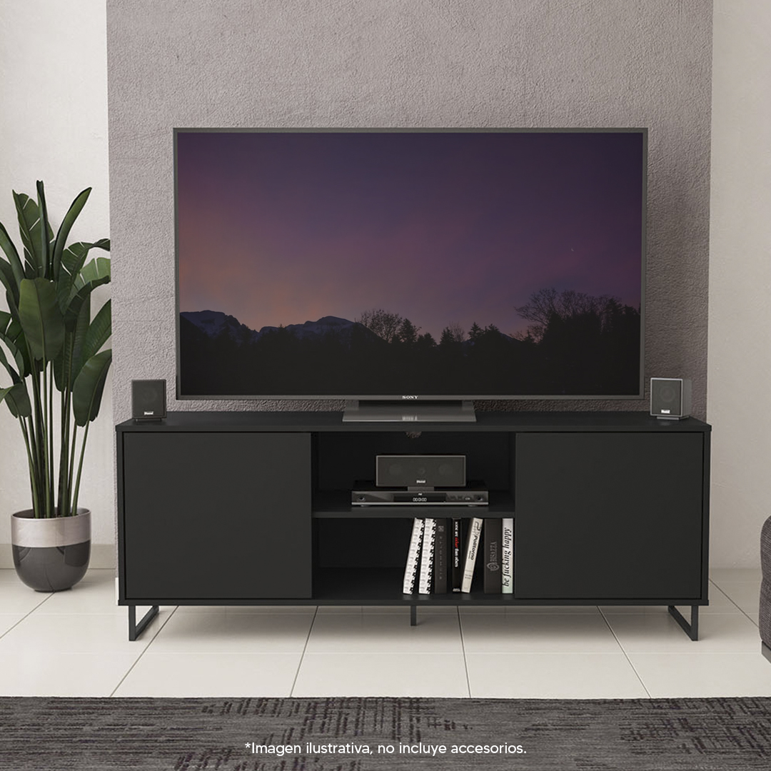 Mesa Para Televisión Mobi Aguamarina Negro