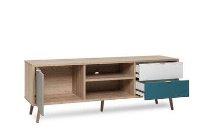 Foto 4 | Mesa Para Tv Multicolor Con 1 Puerta Y 2 Cajones Para Almacenamiento Con Patas De Madera Y Estructura Mdf