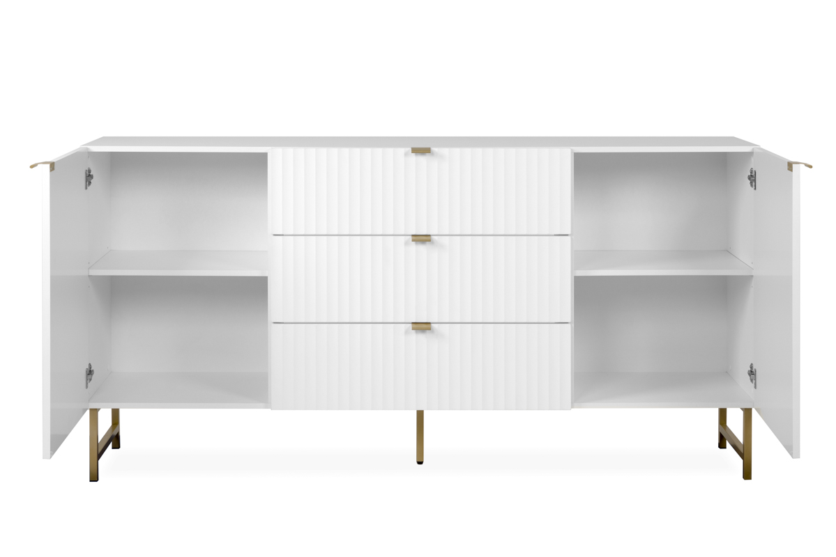 Foto 3 pulgar | Mueble De Tv Blanco Con 2 Cajones, 2 Puertas Y 2 Entrepaños Con Estructura De Madera Inustrializada Y Metal