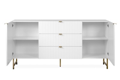 Foto 2 | Mueble De Tv Blanco Con 2 Cajones, 2 Puertas Y 2 Entrepaños Con Estructura De Madera Inustrializada Y Metal