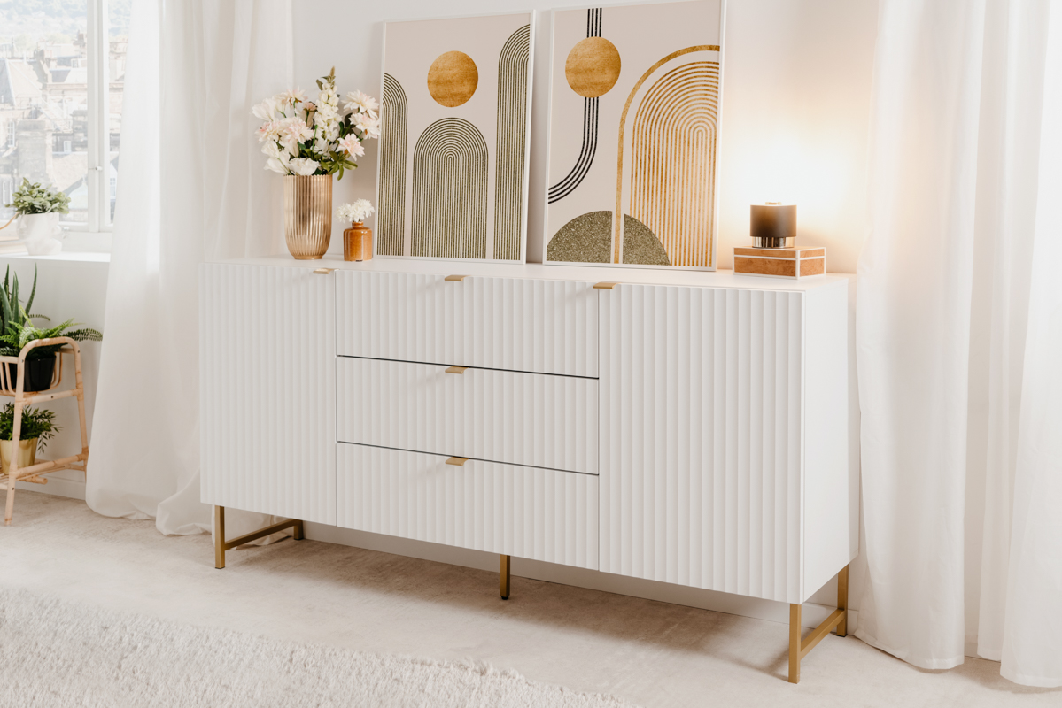 Foto 5 pulgar | Mueble De Tv Blanco Con 2 Cajones, 2 Puertas Y 2 Entrepaños Con Estructura De Madera Inustrializada Y Metal