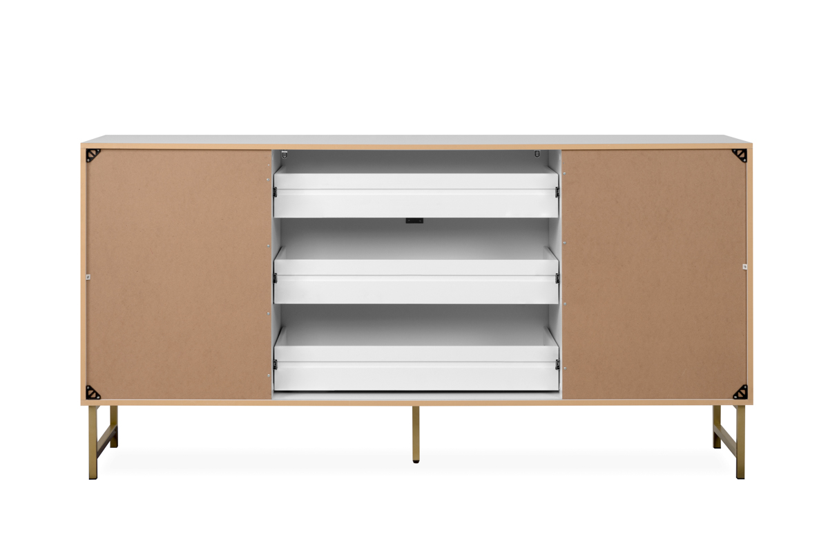 Foto 6 pulgar | Mueble De Tv Blanco Con 2 Cajones, 2 Puertas Y 2 Entrepaños Con Estructura De Madera Inustrializada Y Metal