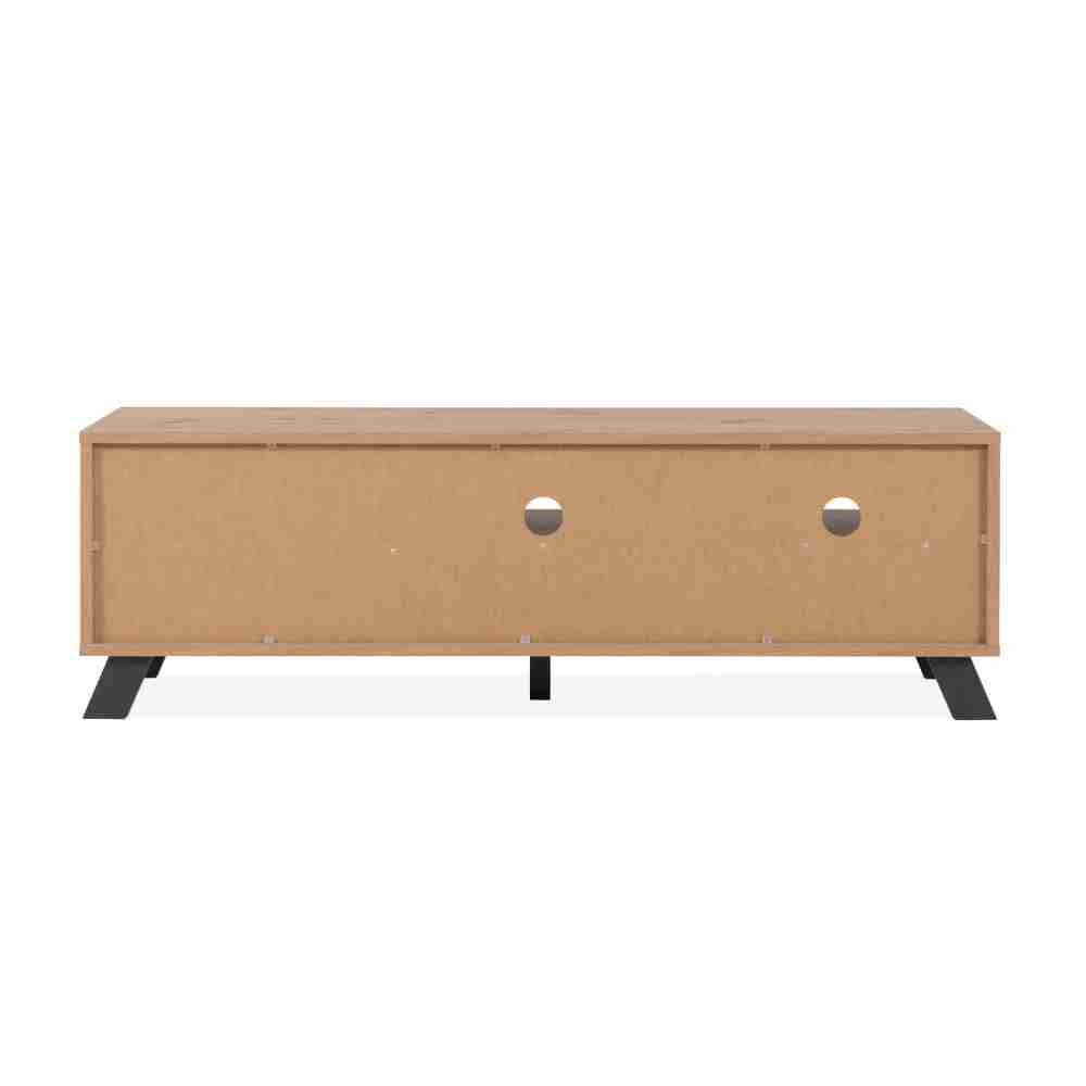 Foto 5 pulgar | Mueble De Tv Negro Y Roble Con 1 Puerta, 2 Cajones Y 2 Compartimentos Hecho De Madera Industrializada 138cm (anc