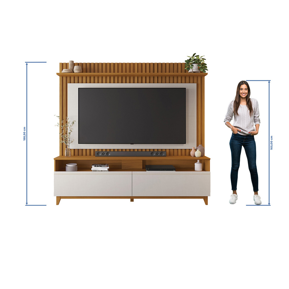 Foto 8 pulgar | Mueble Para Tv Skal 65'' Rack + Panel Freijo/blanco