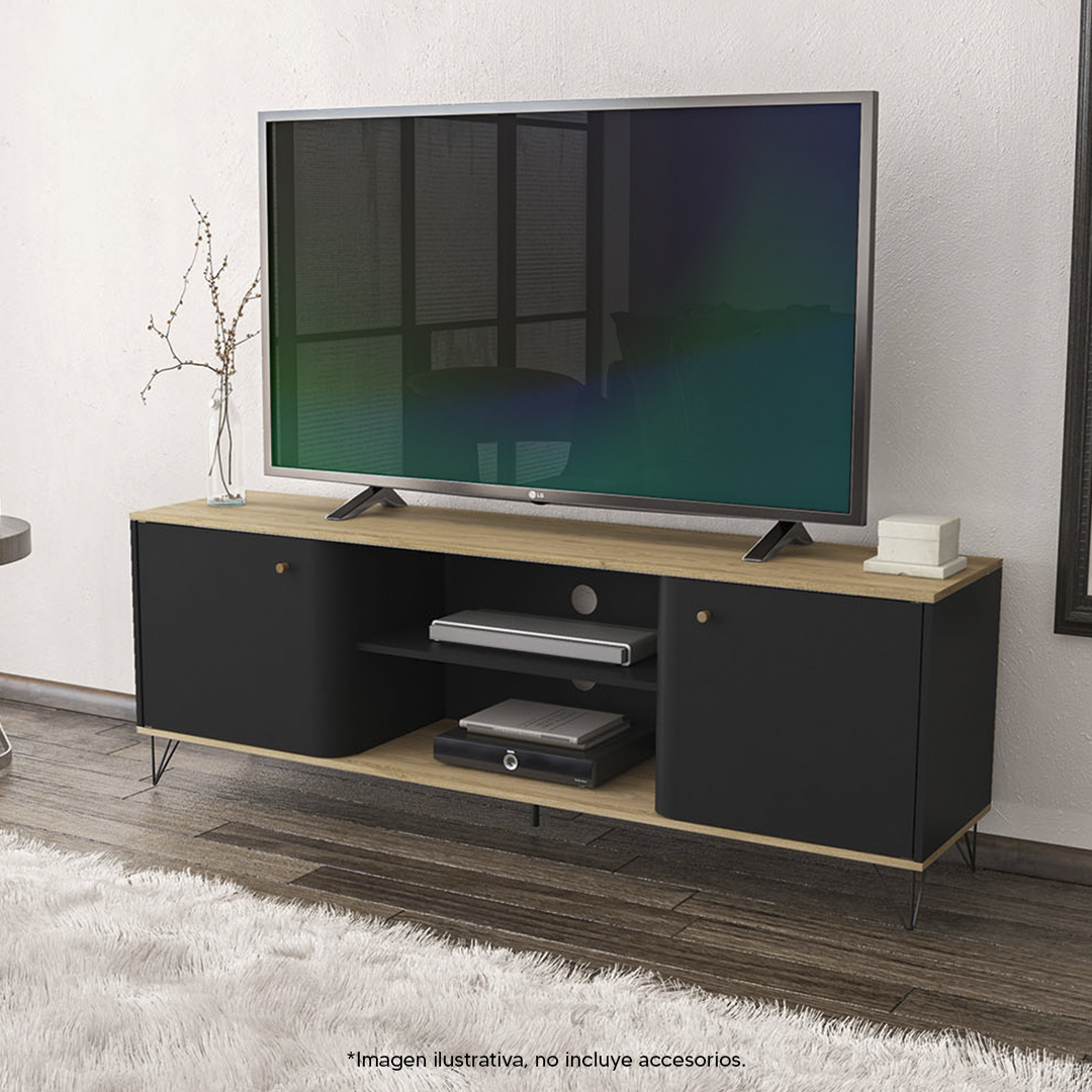 Foto 2 pulgar | Mesa Para Tv Mobi Kazan Oak Y Negro