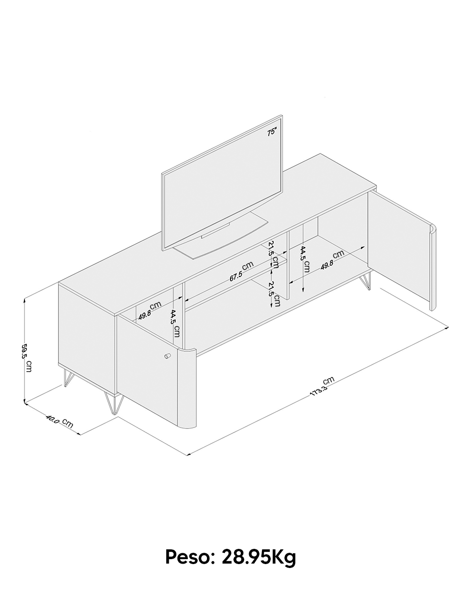 Foto 4 pulgar | Mesa Para Tv Mobi Kazan Oak Y Negro