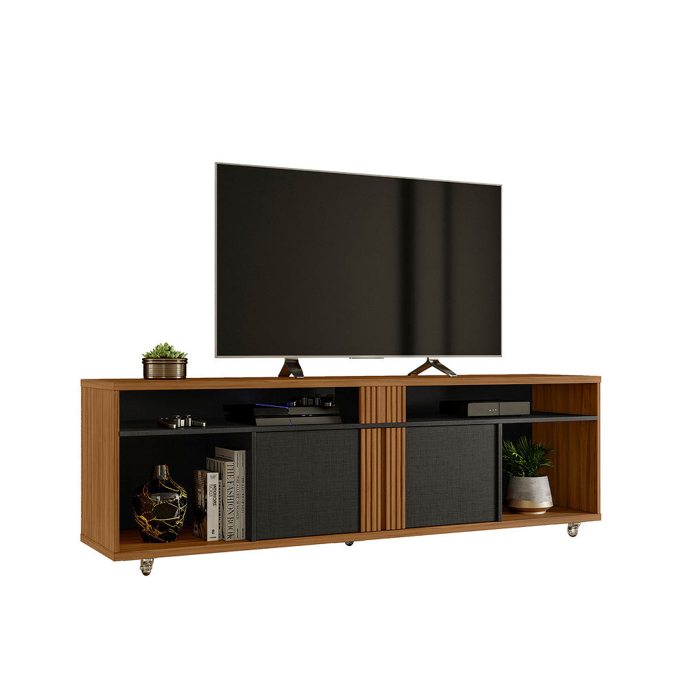 Mueble Para Tv 70'' C/2 Puertas Y Ruedas Mod Nt1290-fn