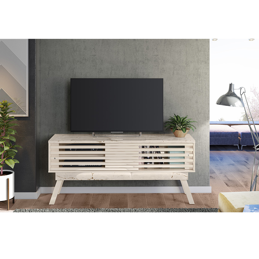 Foto 3 | Mueble Rack 1.5 Elegante Para Tv Hasta 65” Mármol/blanco
