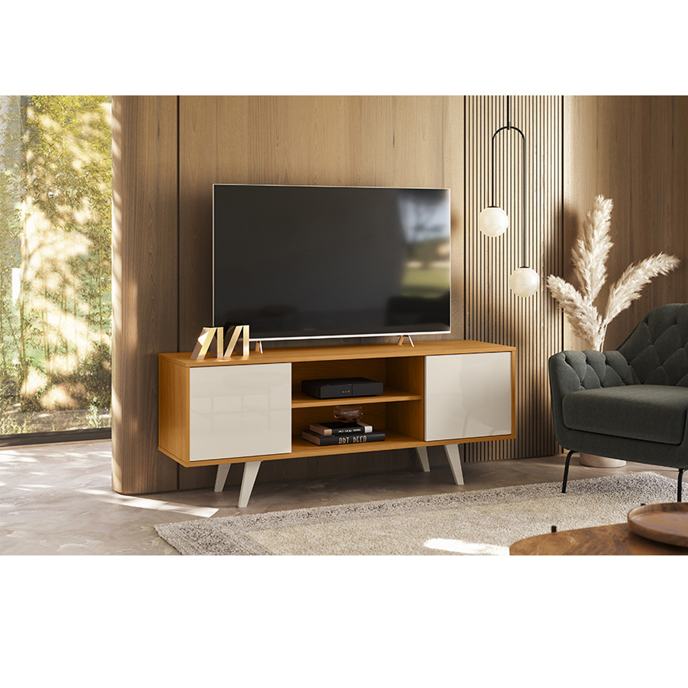 Foto 4 pulgar | Mueble Rack Lisboa  Tv Hasta 55'' Cinamomo/blanco