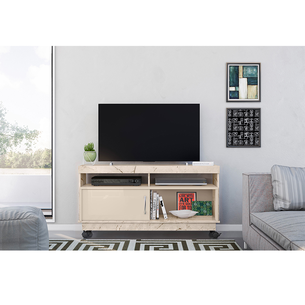 Foto 4 pulgar | Mueble Rack Artur Compacto Tv Hasta 50'' Mármol/blanco