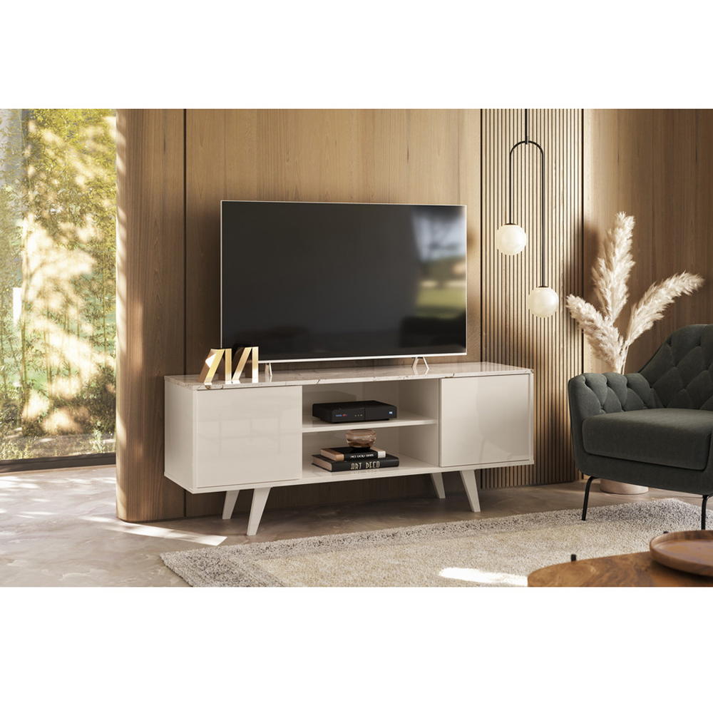 Foto 4 pulgar | Mueble Rack Lisboa Tv  Hasta 55'' Mármol/blanco