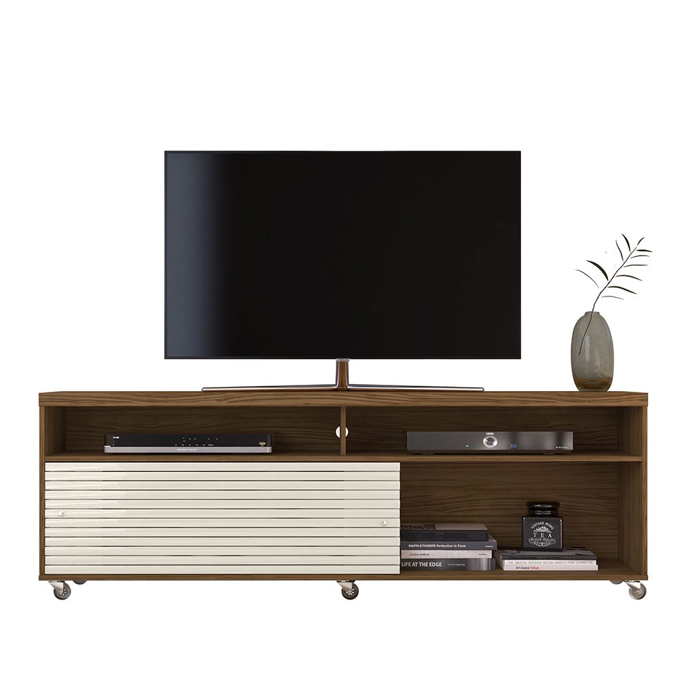 Foto 2 pulgar | Mueble Rack 2 Puertas Y Nicho Tv Hasta 65”  Cedro/blanco