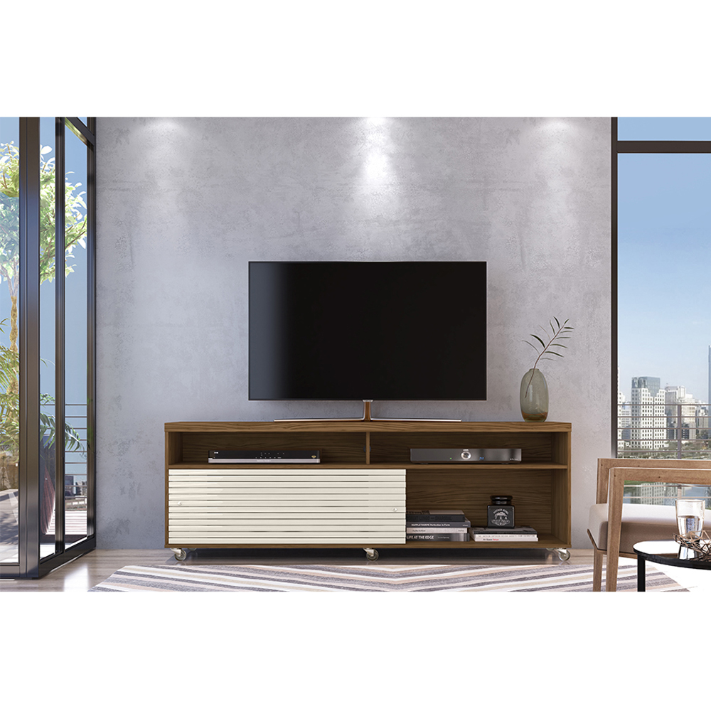 Foto 4 pulgar | Mueble Rack 2 Puertas Y Nicho Tv Hasta 65”  Cedro/blanco