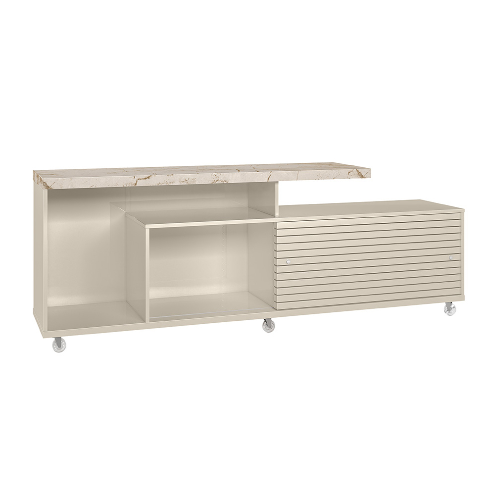 Foto 3 pulgar | Mueble Rack Cruzado 2 Puertas Para Tv Hasta 65” Mármol/blanco