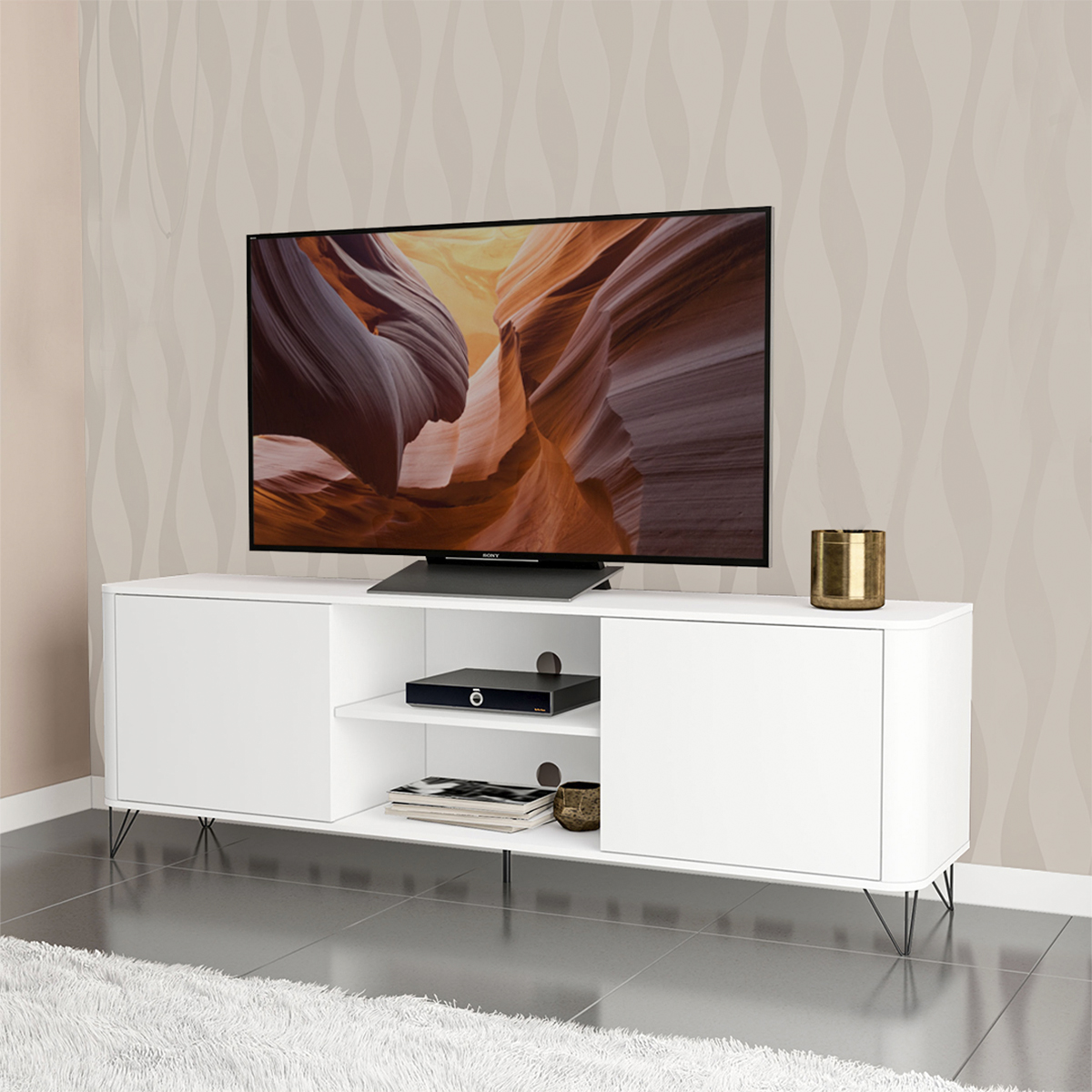 Foto 1 | Mesa De Tv Mobi Kunzita Blanco