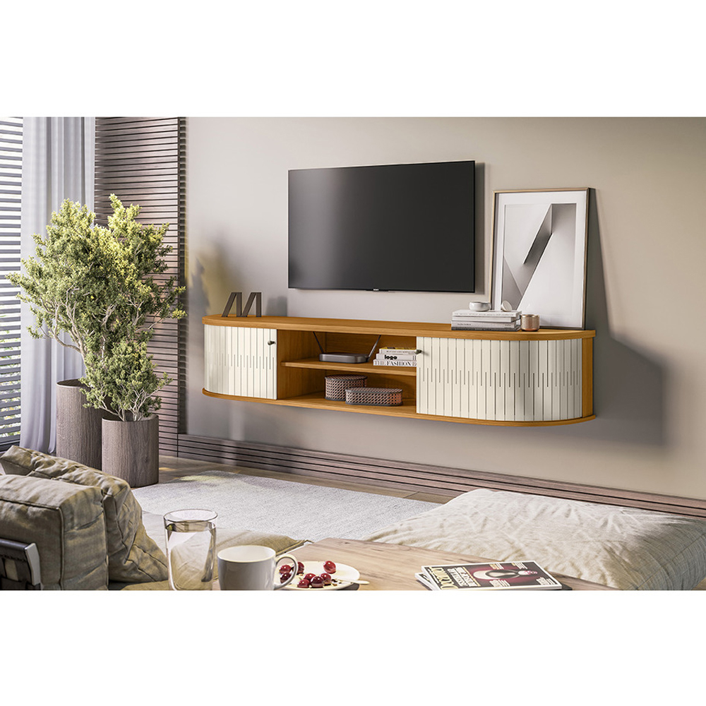 Foto 4 pulgar | Mueble Rack Flotante Multifuncional Tv 75'' Cinamomo/blanco