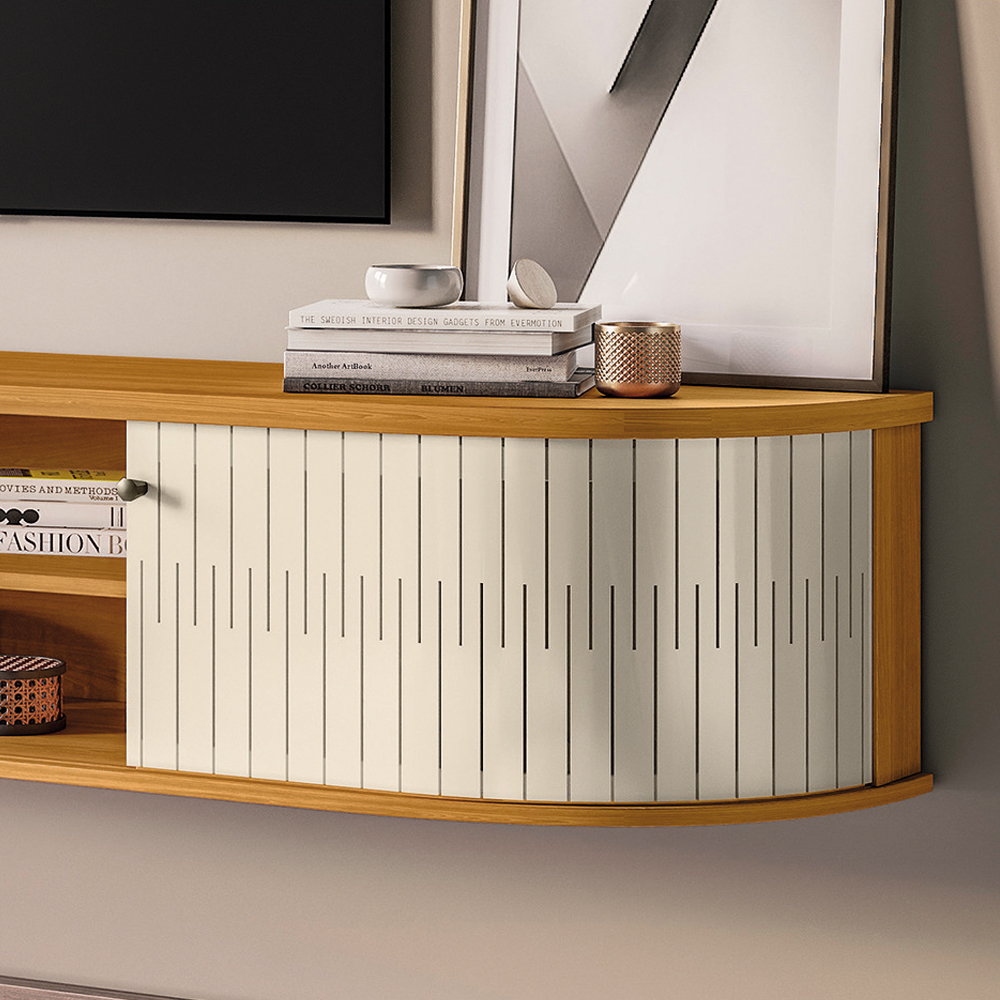 Foto 5 pulgar | Mueble Rack Flotante Multifuncional Tv 75'' Cinamomo/blanco