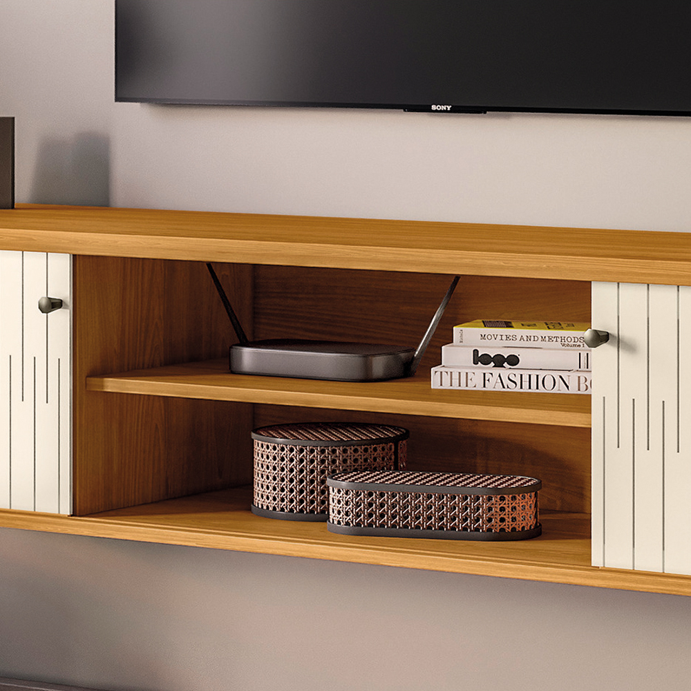 Foto 5 | Mueble Rack Flotante Multifuncional Tv 75'' Cinamomo/blanco