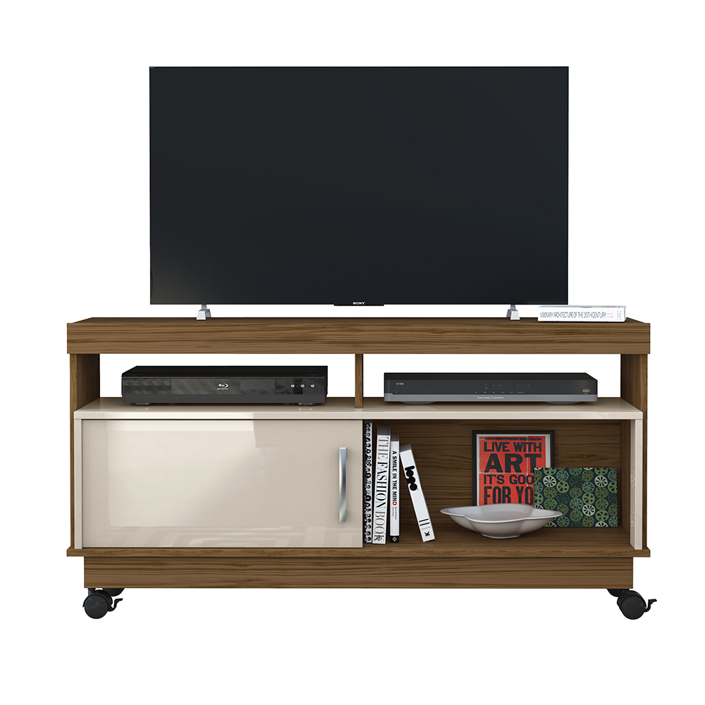 Mueble Rack Artur Compacto Tv Hasta 50'' Natural/blanco