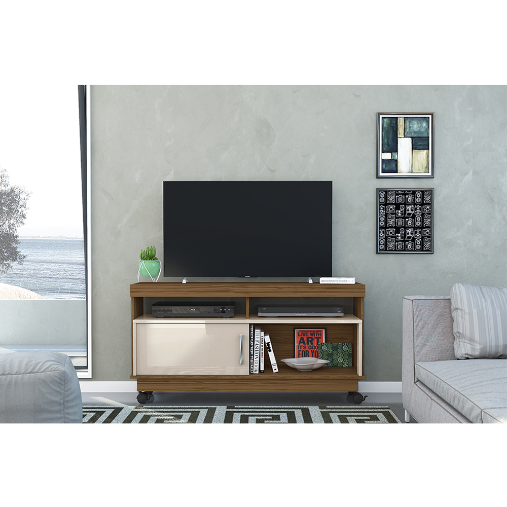 Foto 4 pulgar | Mueble Rack Artur Compacto Tv Hasta 50'' Natural/blanco