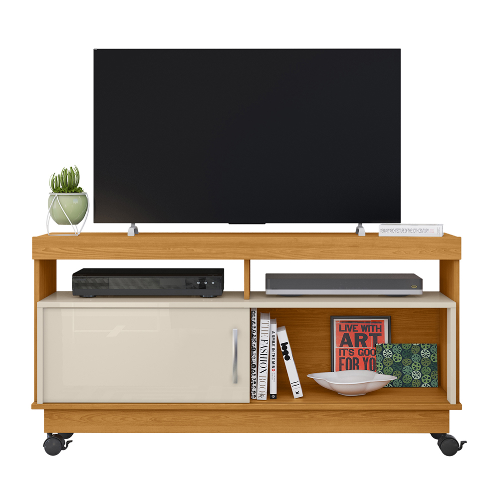Mueble Rack Artur Compacto Tv Hasta 50'' Cinamomo/blanco