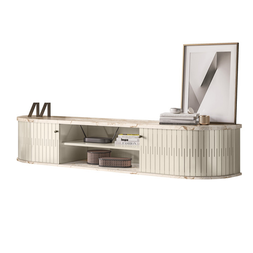 Mueble Para Tv Flotante 75'' Rack Color Mármol/blanco