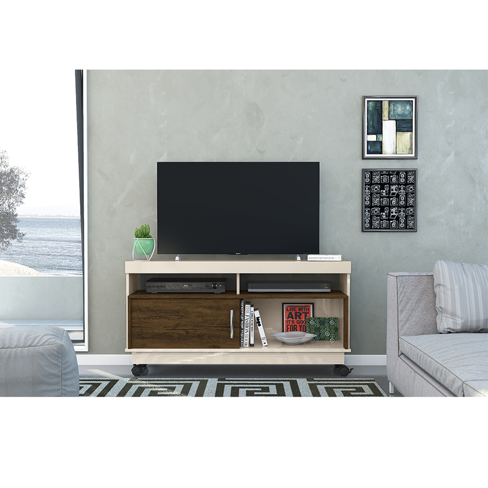 Foto 4 pulgar | Mueble Rack Artur Compacto Tv Hasta 50'' Blanco/savana