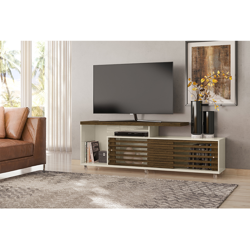 Foto 4 pulgar | Mueble Rack Cruzado 2 Puertas Para Tv Hasta 65” Blanco/savana
